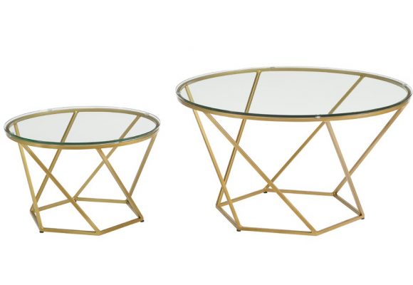 Aman Geometric Glass 2 Piece Coffee Table Set